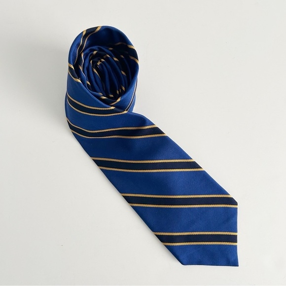 Brooks Brothers Blue and Gold Silk Striped Men's Tie - Picture 4 of 4